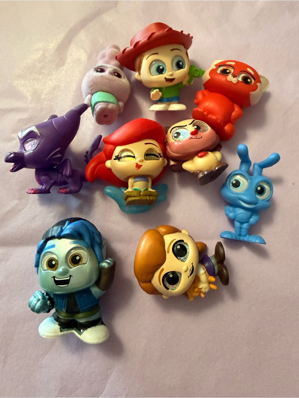 Disney Doorables Lot of 9 Ariel Red Panda Flocked Mixed Mini Figures